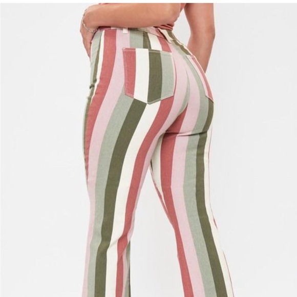 Valentina High Rise Flare Mauve Multi Striped Raw Hem Jeans size 5/27 - Picture 5 of 8